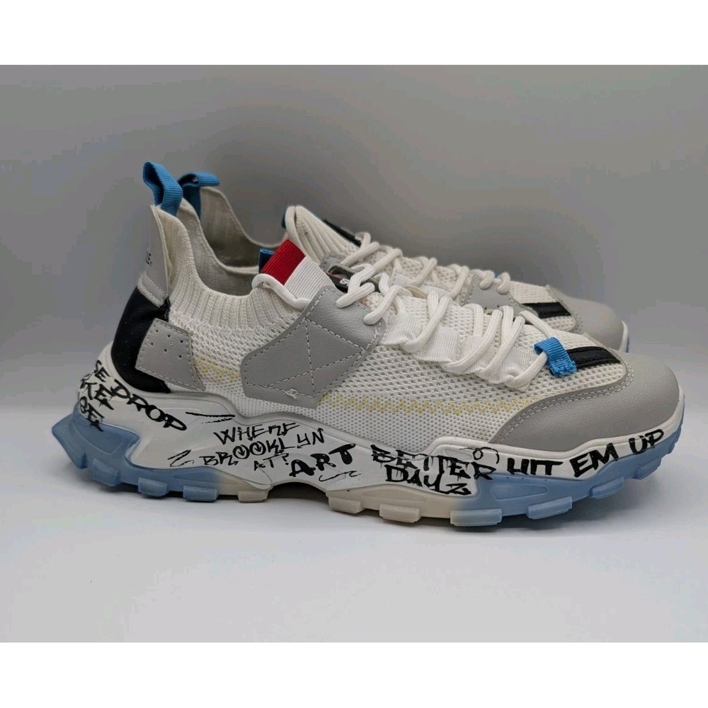 Southpole Chunky Graffiti Sneakers White Gray Blue Lace Up Men's Size 11